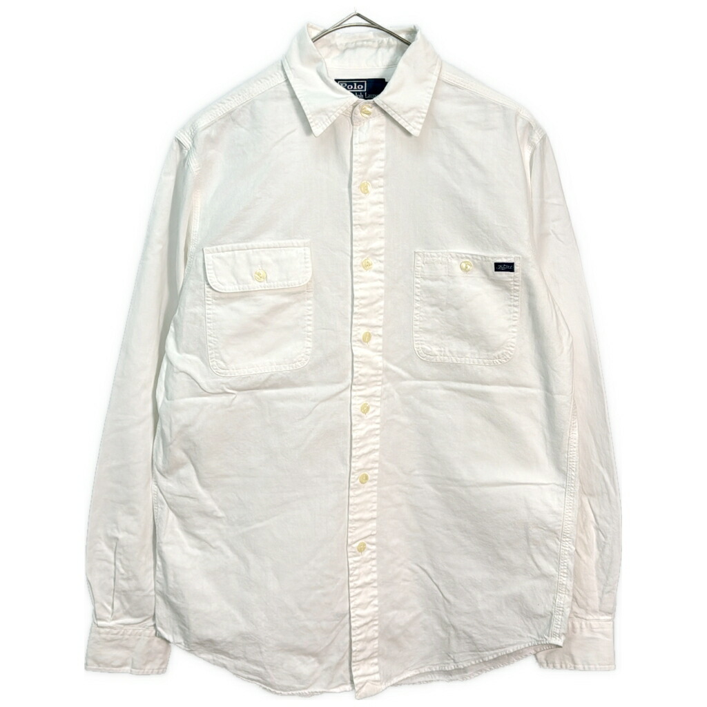 Polo by Ralph Lauren ポロ ラルフローレン 長袖シャツ ガチャポケ ホワイト(メンズ S)中古 古着 X8317