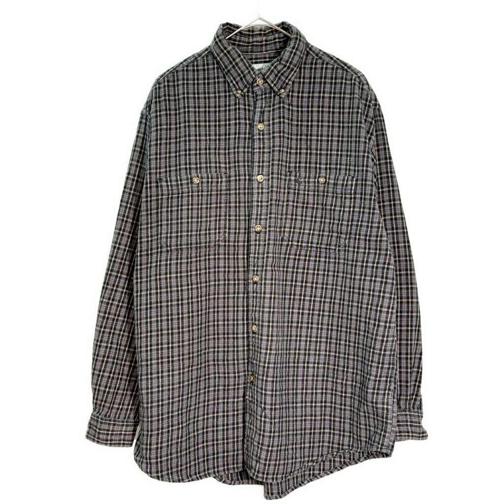 Carhartt カーハート ボタンダウン フランネルシャツ ワーク チェック マルチカラー(メンズ L)中古 古着 X8360