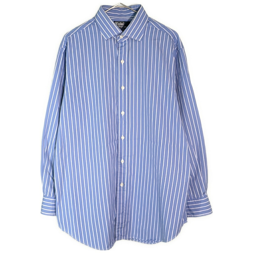 Polo by Ralph Lauren ポロ ラルフローレン REGENT 長袖シャツ ストライプ ライトブルー(メンズ 16 1/2)中古 古着 X8381