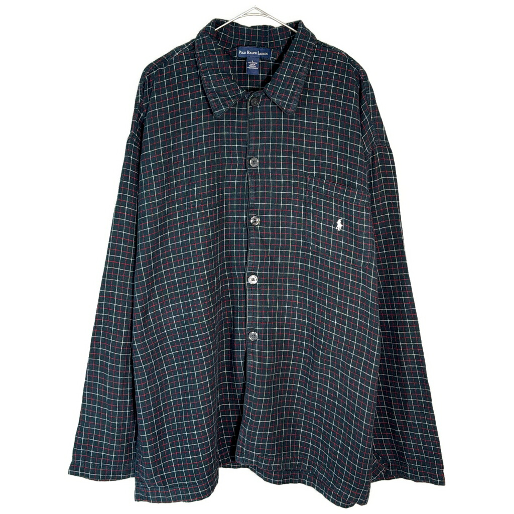 90年代 Polo by Ralph Lauren ポロ ラルフローレン パジャマシャツ チェック マルチカラー(メンズ L)中古 古着 X8383