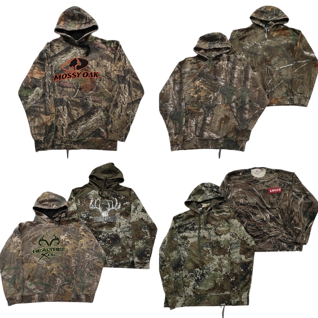 古着卸 まとめ売り リアルツリー迷彩 スウェット 7枚セット (メンズ S /M /L ) ジップパーカー リーバイス MOSSY OAK 中古 古着 NE2902