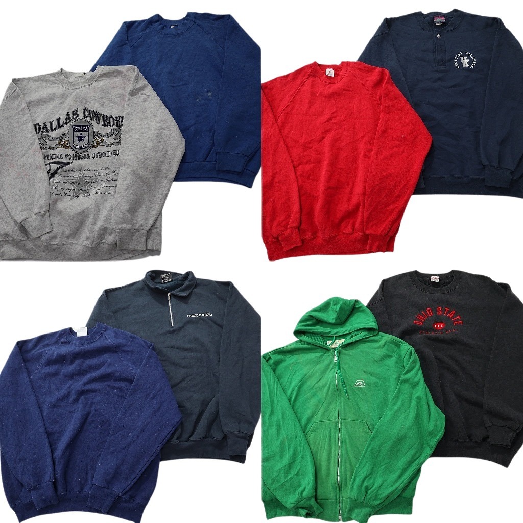 古着卸 まとめ売り USA製 スウェット 8枚セット (メンズ XL /2XL ) NFL カウボーイズ カレッジ風 ジップパーカー 中古 古着 NE2974