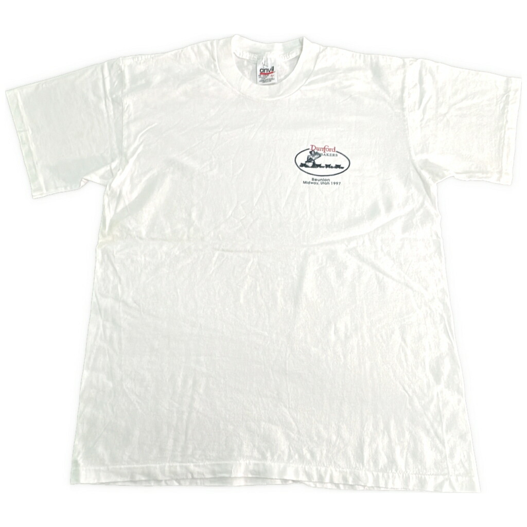90年代 USA製 Dunford Bakers ワンポイントロゴＴシャツ 企業ロゴ ホワイト(メンズ L)中古 古着 X8478