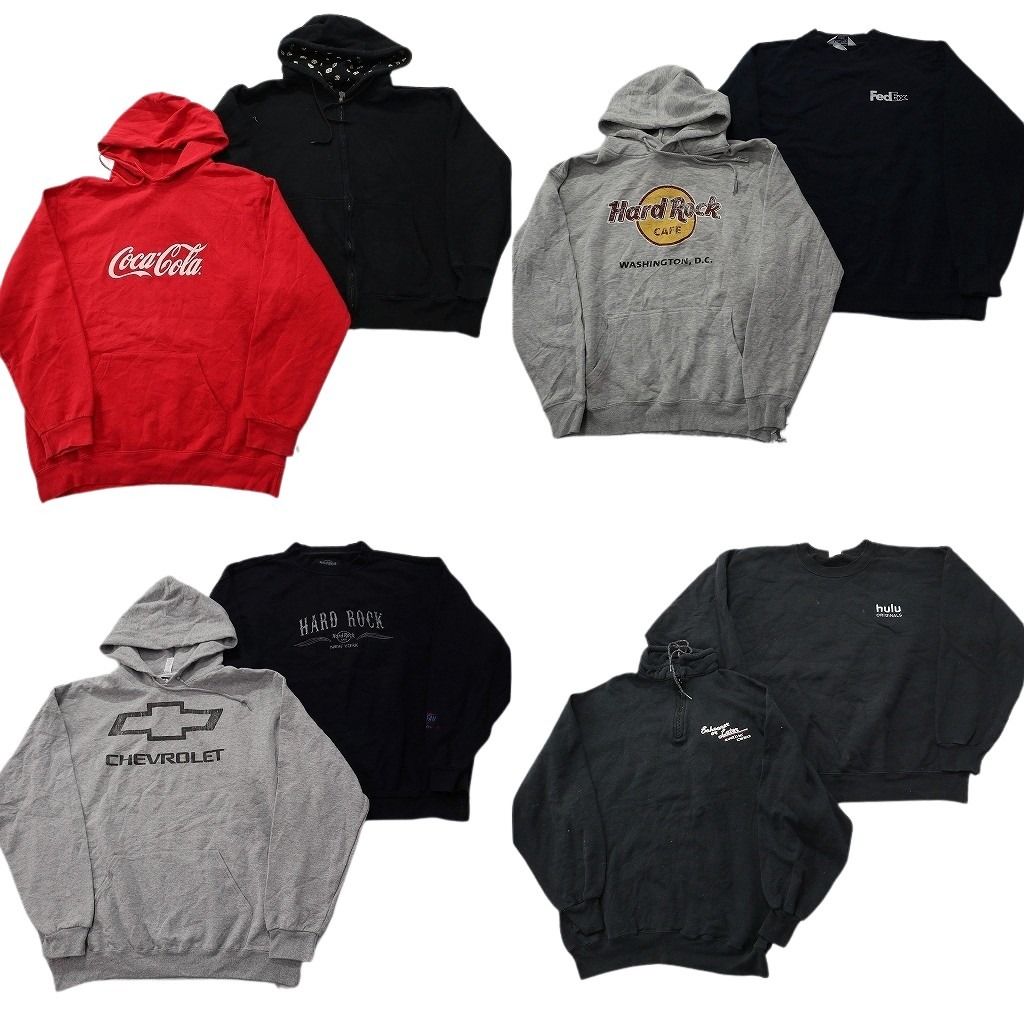 古着卸 まとめ売り 企業 スウェット 8枚セット ( メンズ XL/2XL ) コカ・コーラ シボレー ハードロックカフェ フェデックス 中古 NE3088