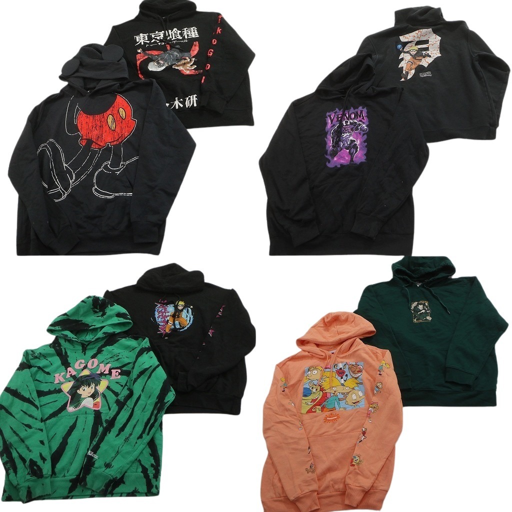 古着卸 まとめ売り キャラクター スウェット 8枚セット ( メンズ L/XL ) トーキョーグール ディズニー ナルト 犬夜叉 中古 古着 NE3180