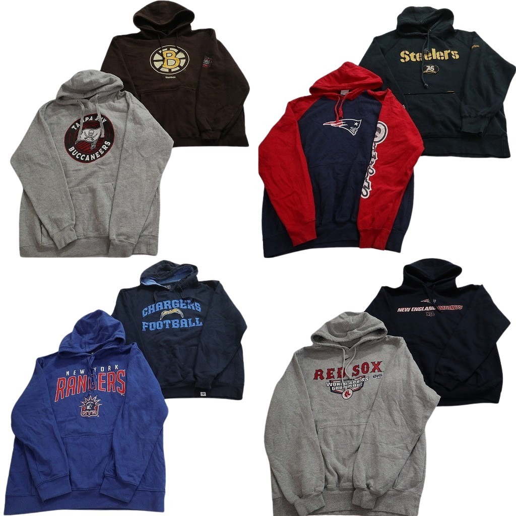 古着卸 まとめ売り プロチーム スウェット 8枚セット ( メンズ L ) NHL MLB NFL スティーラーズ レッドソックス 中古 古着 NE3286