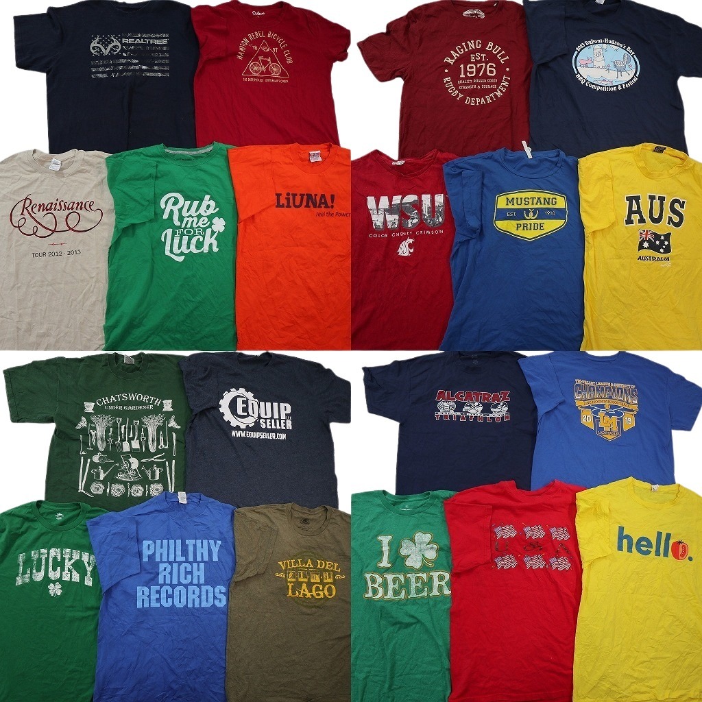古着卸 まとめ売り カラー Tシャツ 20枚セット ( メンズ XL ) カレッジ風 アーチロゴ 英文字プリント リアルツリー 中古 古着 NE3323 5,700円