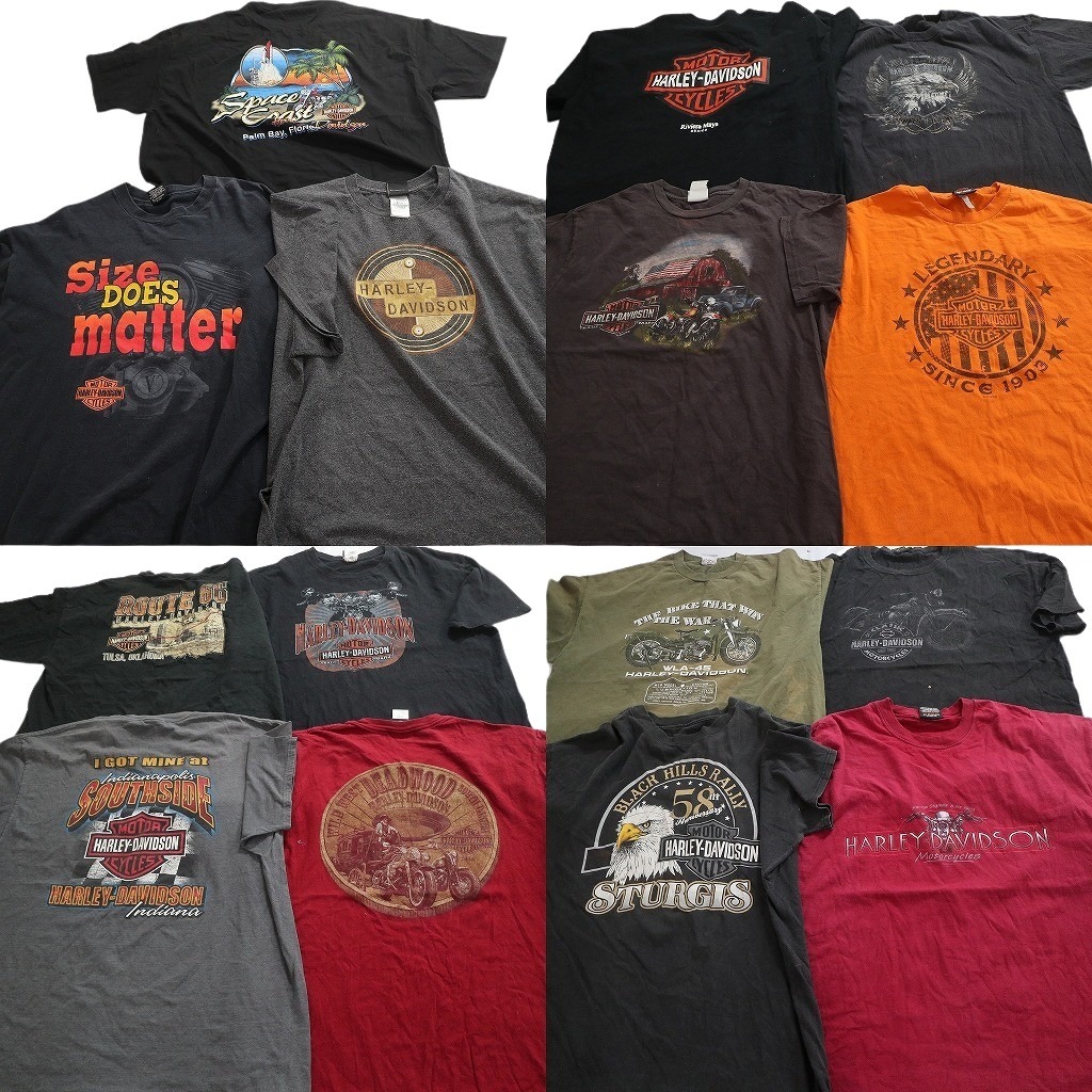 古着卸 まとめ売り ハーレーダビッドソン Tシャツ 15枚セット ( メンズ XL/2XL ) バイク イーグル アニマル 動物 中古 古着 NE3463 27,463円
