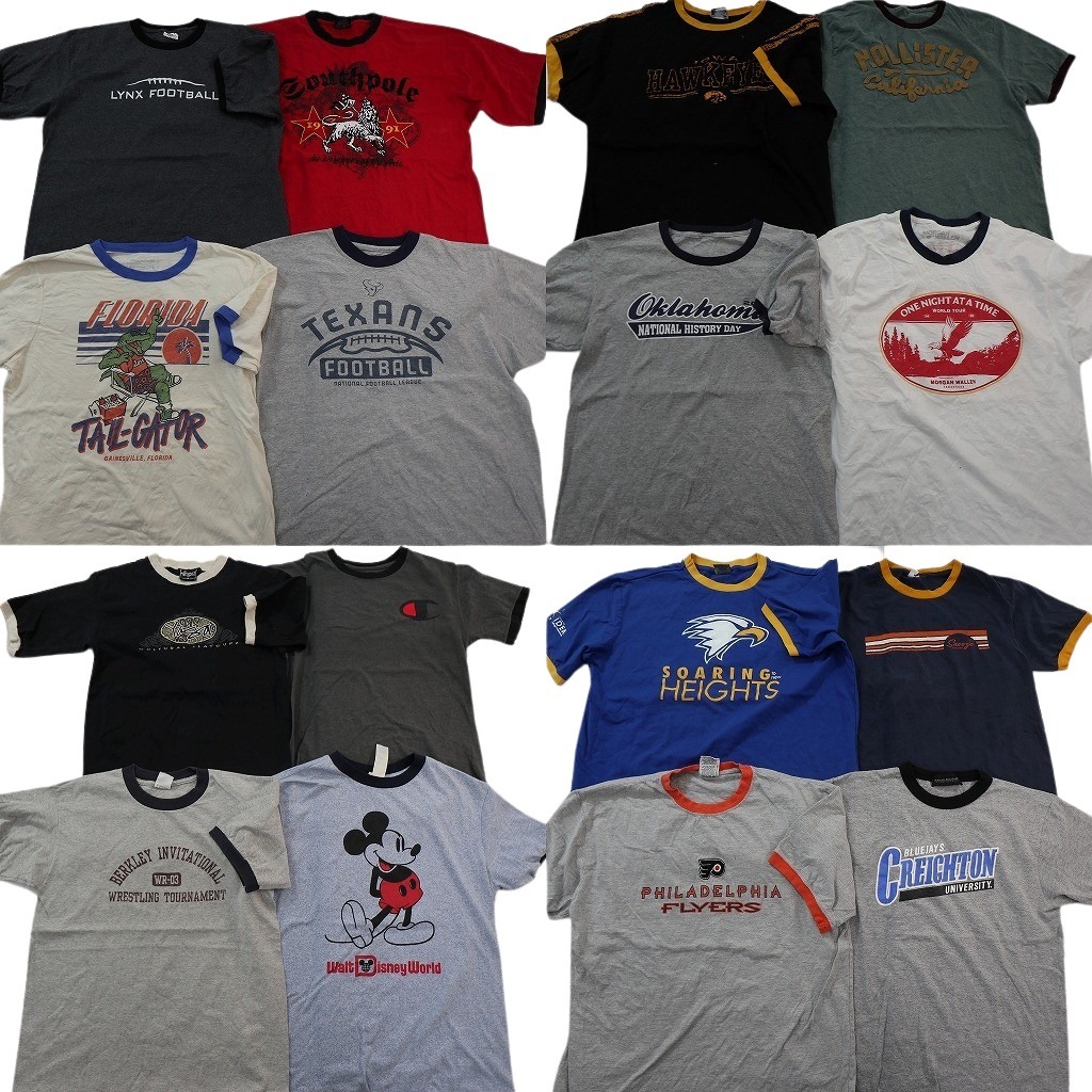 古着卸 まとめ売り リンガー Tシャツ 16枚セット ( メンズ M/L ) プロチーム NHL キャラクター カレッジ風 ディズニー 中古 古着 NE3484