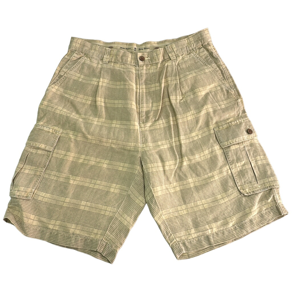 Tommy Bahama リネンカーゴショートパンツ チェック ベージュ(メンズ W36)中古 古着 X9042