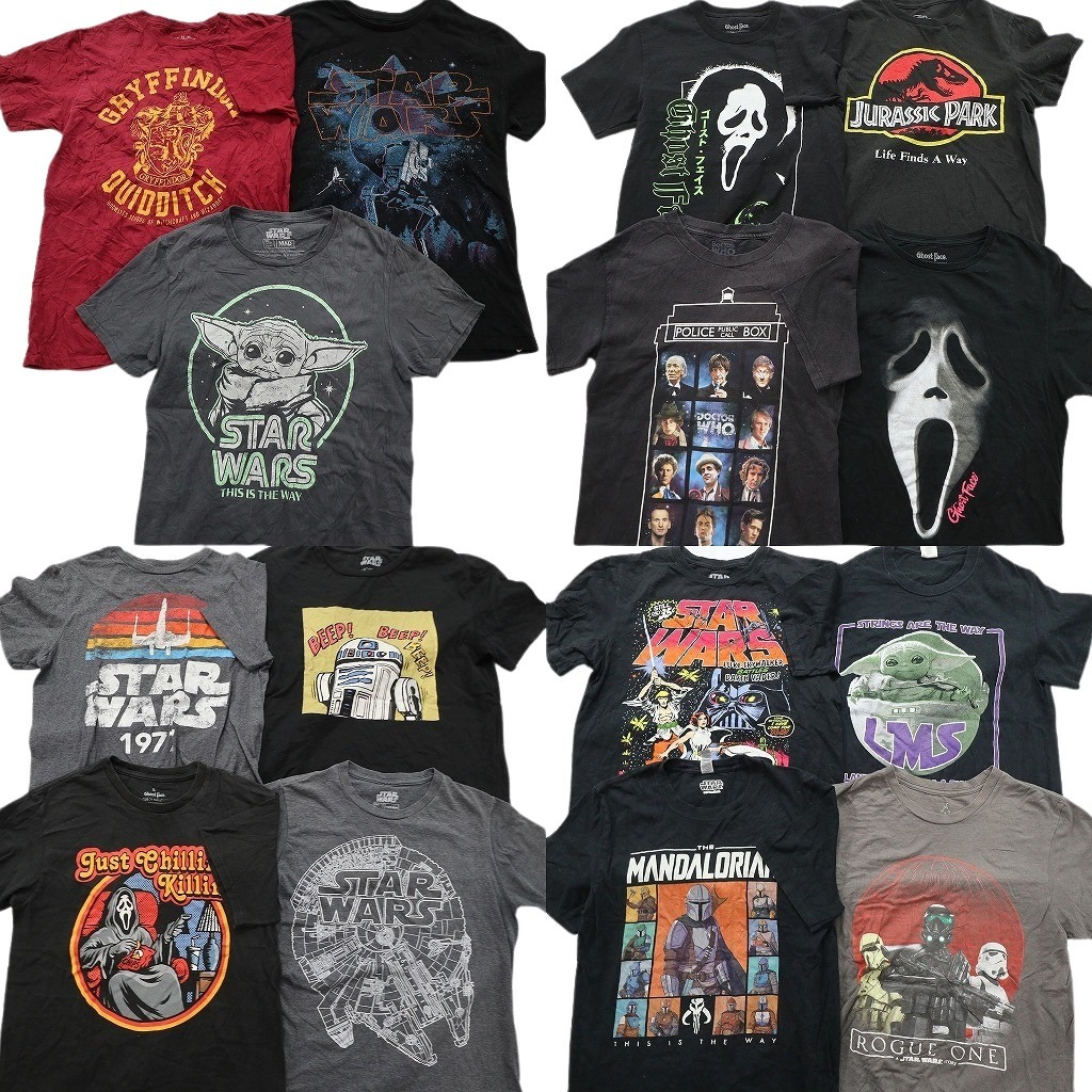 古着卸 まとめ売り 映画・ドラマ Tシャツ 15枚セット ( メンズ S ) スターウォーズ ハリーポッター ホラー ゴーストフェイス 中古 NE3550