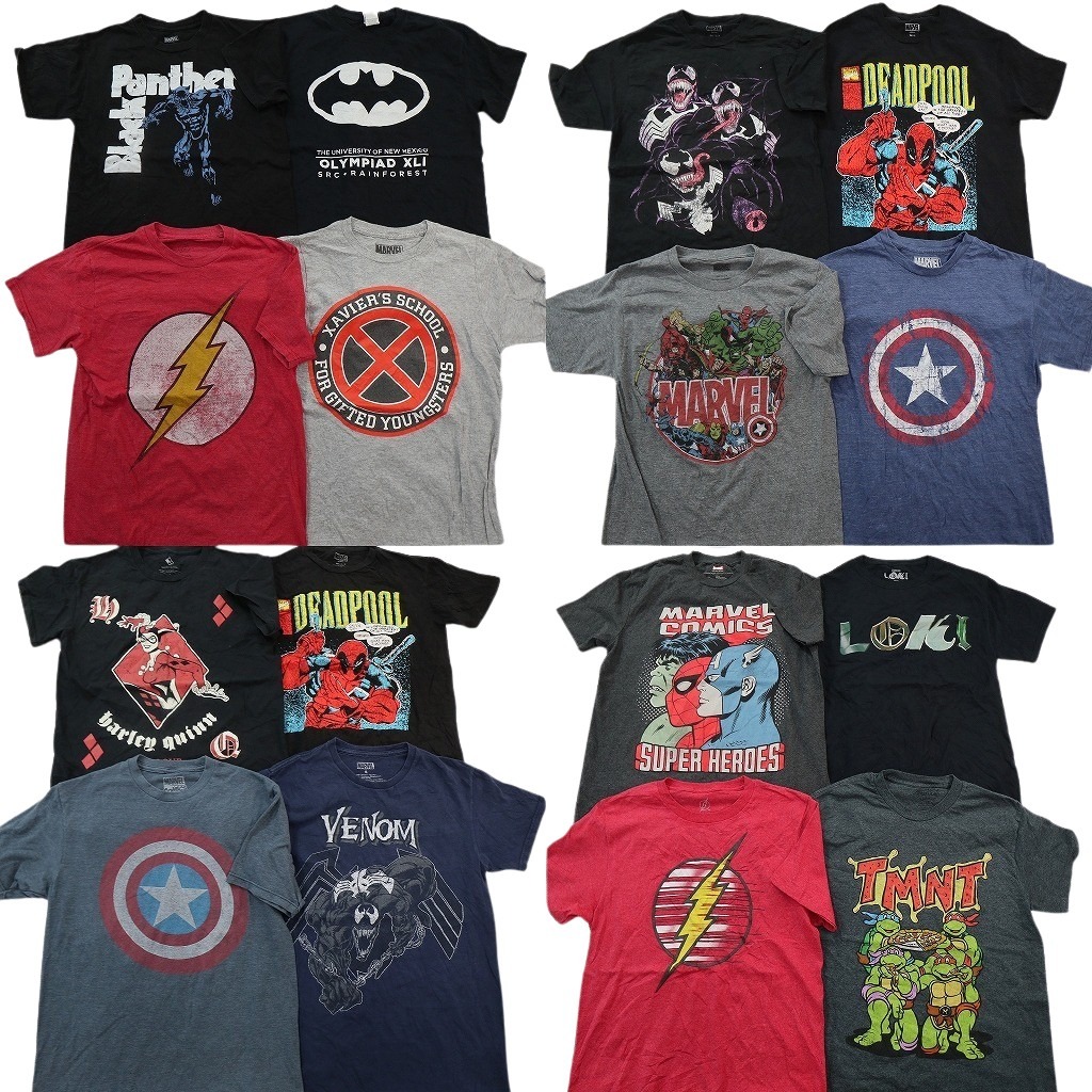 古着卸 まとめ売り アメコミ Tシャツ 16枚セット ( メンズ S ) バットマン マーベル スパイダーマン キャプテンアメリカ 中古 古着 NE3686