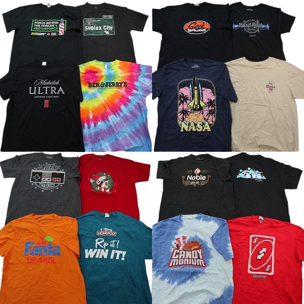 古着卸 まとめ売り 有名企業 Tシャツ 16枚セット ( メンズ XL ) サブウェイ 任天堂 バッキーズ ハードロックカフェ 中古 古着 NE3690