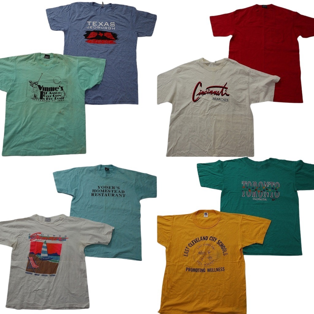 古着卸 まとめ売り シングル Tシャツ 8枚セット ( メンズ L ) ディッキーズ ラッセル カレッジ風 中古 古着 NE3732