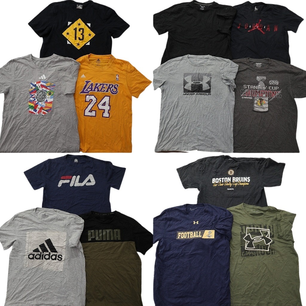古着卸 まとめ売り スポーツブランドMIX Ｔシャツ 13枚セット ( メンズ L ) リーボック アディダス NBA レイカーズ 中古 古着 NE3816