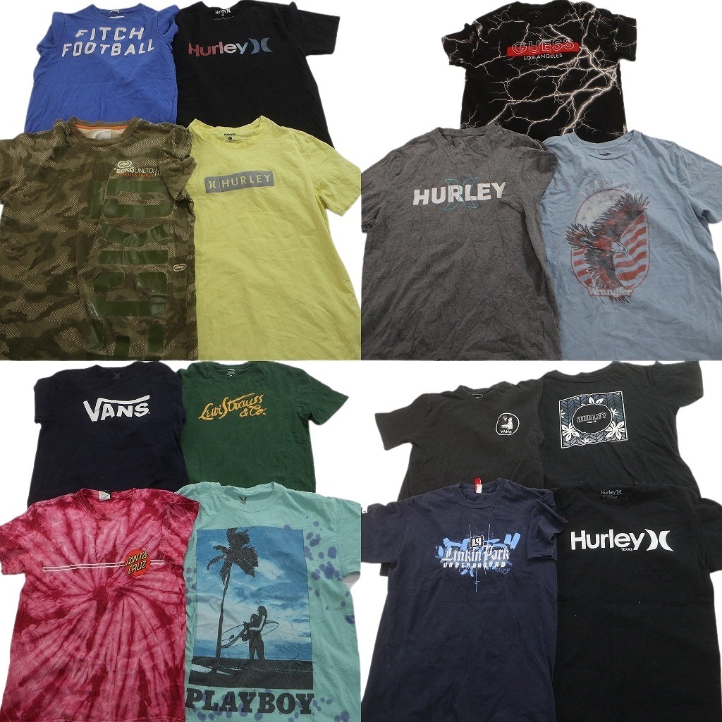 古着卸 まとめ売り ブランドMIX Tシャツ 15枚セット ( メンズ M ) VANS リーバイス ラングラー GUESS 中古 古着 NE3896