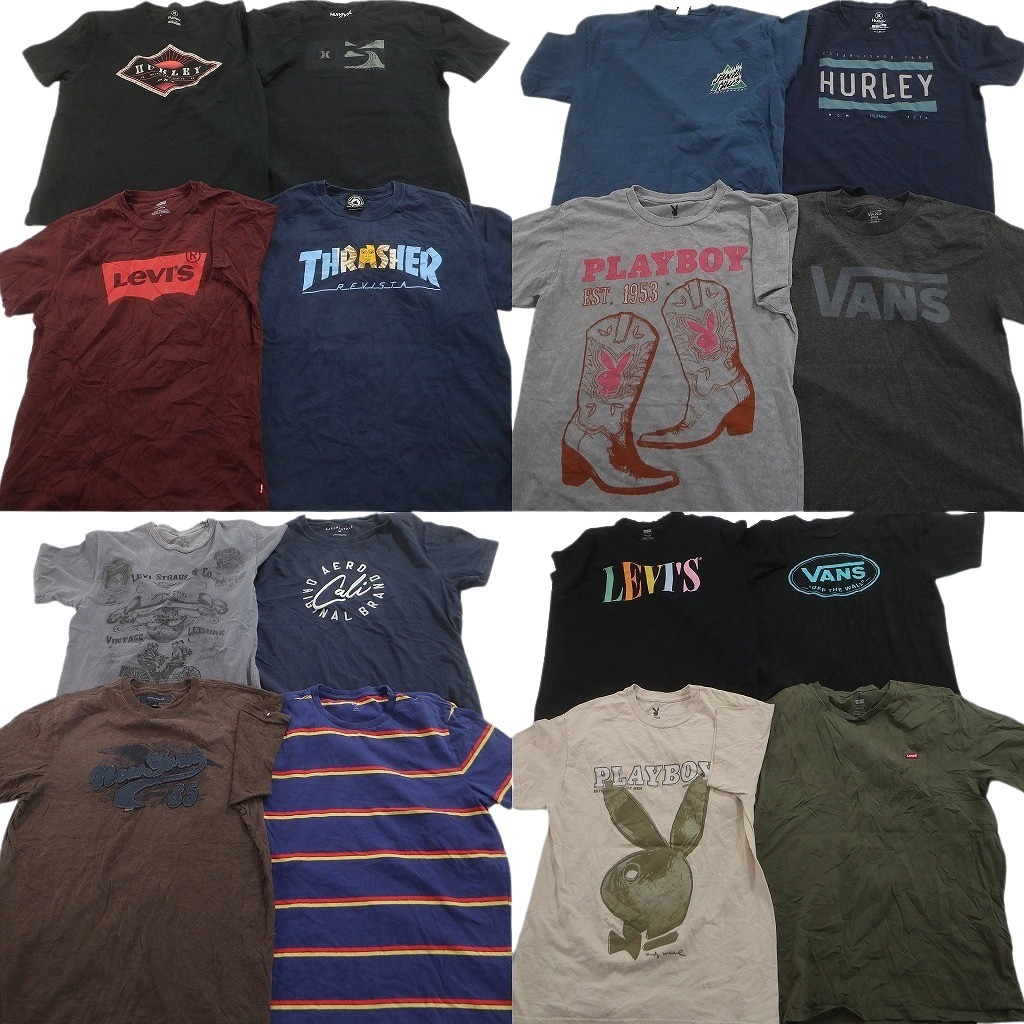 古着卸 まとめ売り ブランドMIX Tシャツ 14枚セット ( メンズ S/M ) トミー ギャップ バンズ リーバイス 中古 古着 NE3899
