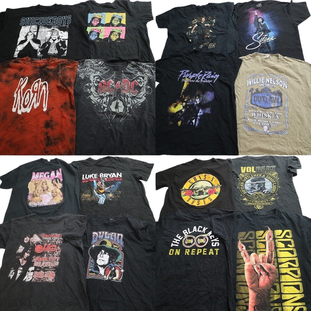 古着卸 まとめ売り 音楽・バンド Tシャツ 16枚セット ( メンズ XL/2XL ) AC/DC ガンズ・アンド・ローゼズ 人物 セレーナ 中古 古着 NE3950