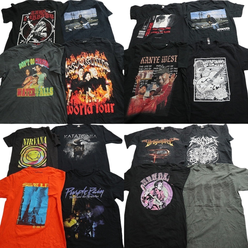 古着卸 まとめ売り 音楽・バンド Tシャツ 16枚セット ( メンズ M ) アイスキューブ 人物 ニルヴァーナ ドラゴンフォース 中古 古着 NE3958