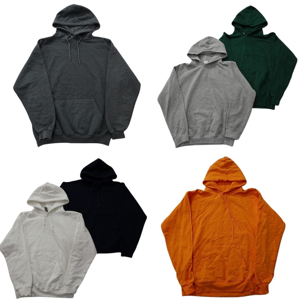古着卸 まとめ売り 無地 スウェット パーカー 6枚セット ( メンズ S/M ) グレー ブラック ホワイト グリーン 中古 古着 NE3972