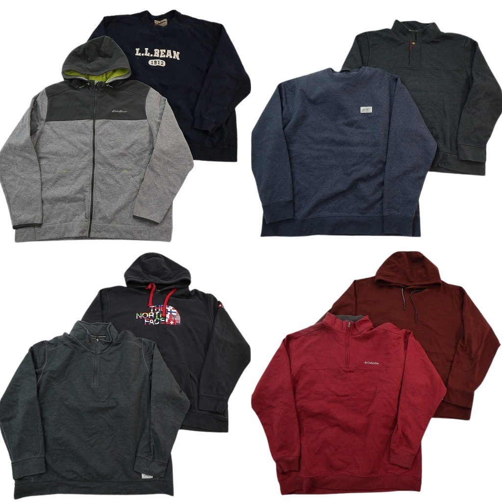 古着卸 まとめ売り アウトドアブランドMIX スウェット 8枚セット ( メンズ 2XL ) ノースフェイス コロンビア オービス 中古 古着 NE4030