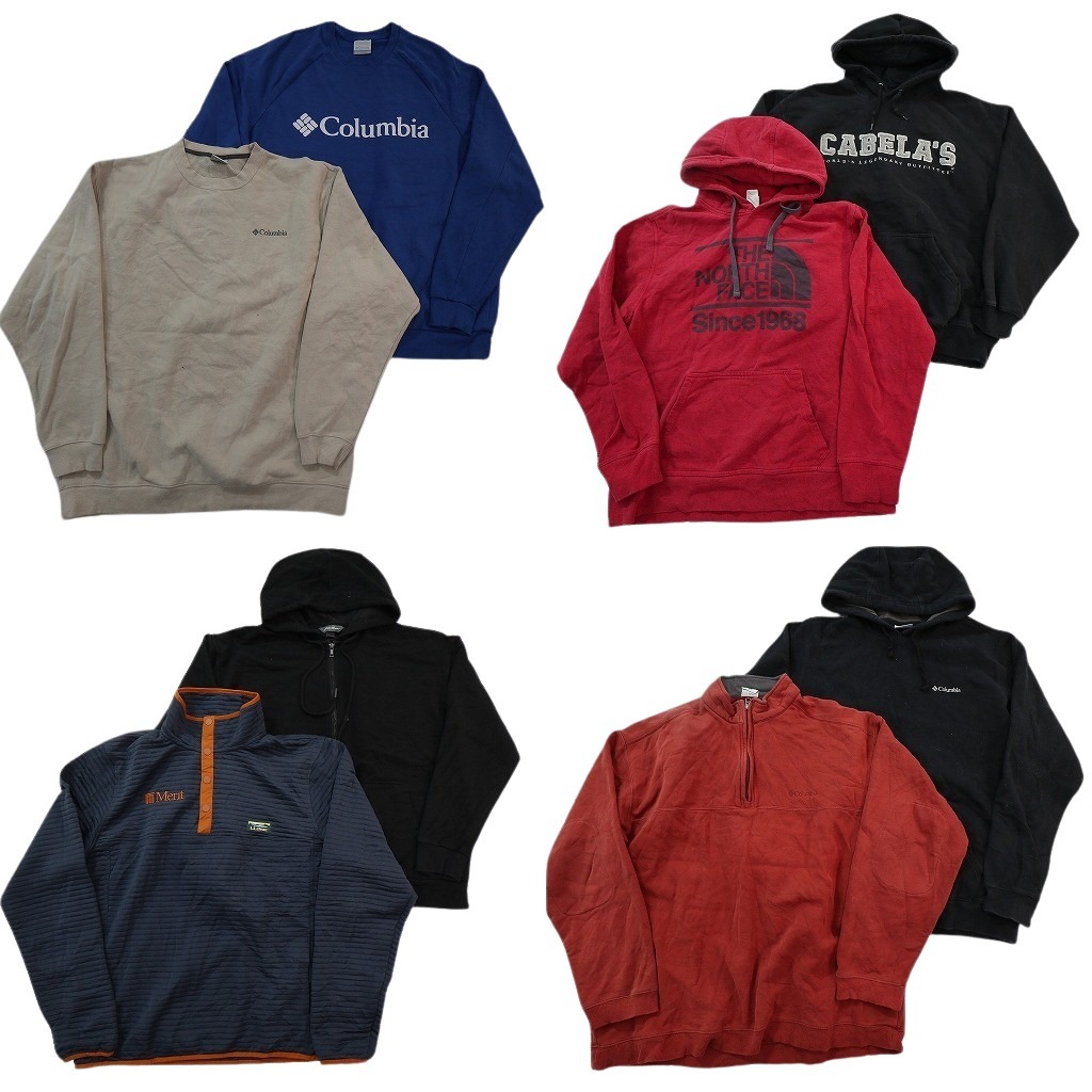 古着卸 まとめ売り アウトドアブランドMIX スウェット 8枚セット ( メンズ L/XL ) コロンビア ノースフェイス カベラス 中古 古着 NE4033