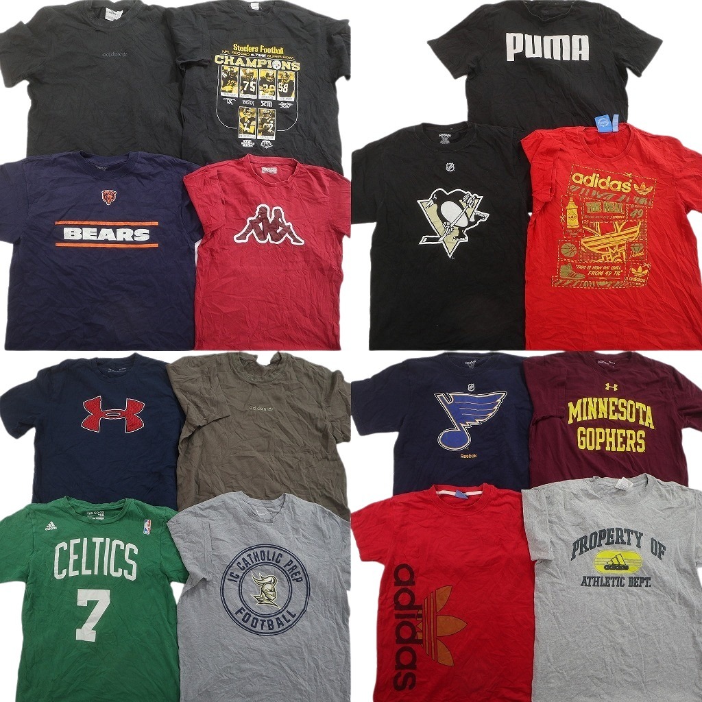 古着卸 まとめ売り スポーツブランドMIX Ｔシャツ 15枚セット ( メンズ M ) アディダス リーボック アンダーアーマー 中古 古着 NE4051