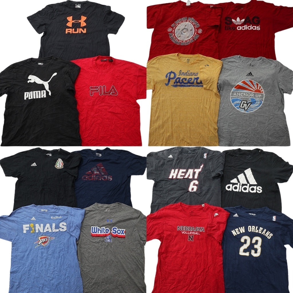 古着卸 まとめ売り スポーツブランドMIX Ｔシャツ 15枚セット ( メンズ L ) アンダーアーマー アディダス プロチーム NBA 中古古着 NE4067