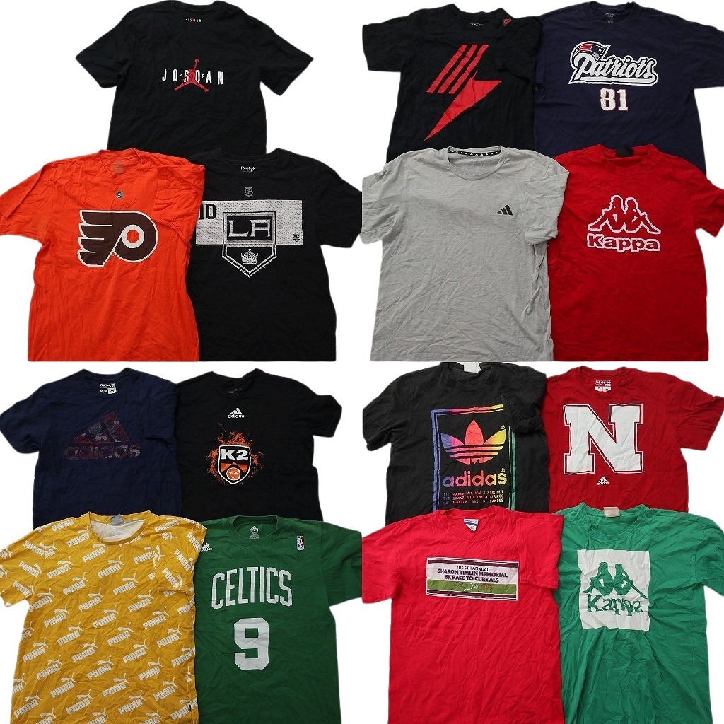 古着卸 まとめ売り スポーツブランドMIX Ｔシャツ 15枚セット ( メンズ M ) リーボック アディダス プーマ ジョーダン 中古 古着 NE4070