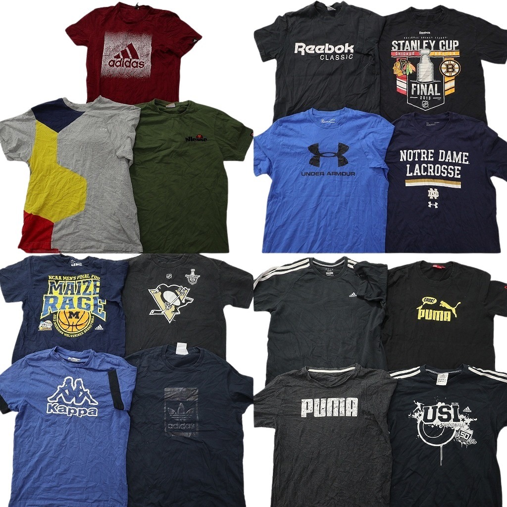 古着卸 まとめ売り スポーツブランドMIX Ｔシャツ 15枚セット ( メンズ M ) アディダス プーマ アンダーアーマー カッパ 中古 古着 NE4072