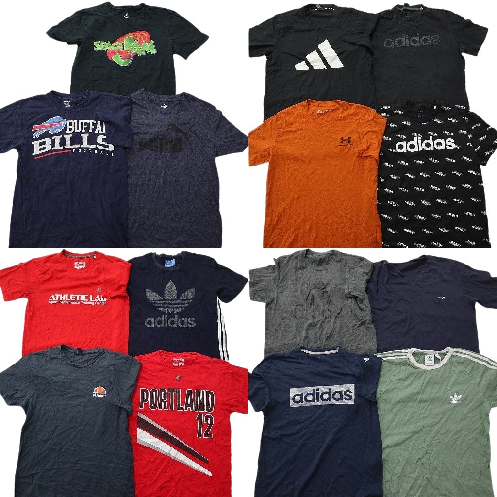 古着卸 まとめ売り スポーツブランドMIX Ｔシャツ 15枚セット ( メンズ M ) ジョーダン アディダス フィラ プーマ 中古 古着 NE4074
