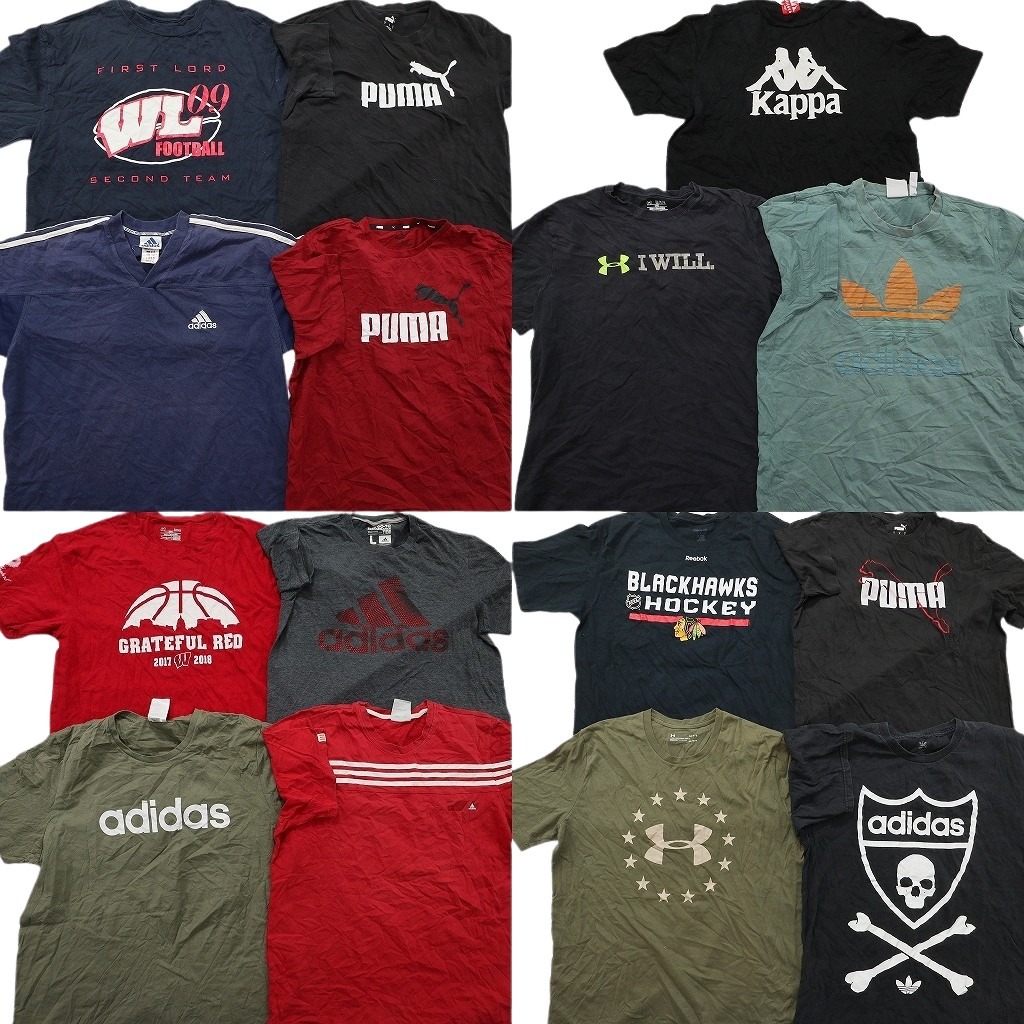 古着卸 まとめ売り スポーツブランドMIX Ｔシャツ 15枚セット ( メンズ L ) アディダス プーマ アンダーアーマー カッパ 中古 古着 NE4082