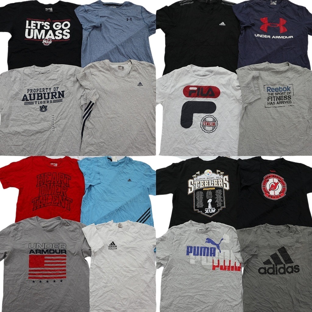 古着卸 まとめ売り スポーツブランドMIX Ｔシャツ 16枚セット ( メンズ L/XL ) アディダス アンダーアーマー リーボック 中古 古着 NE4089