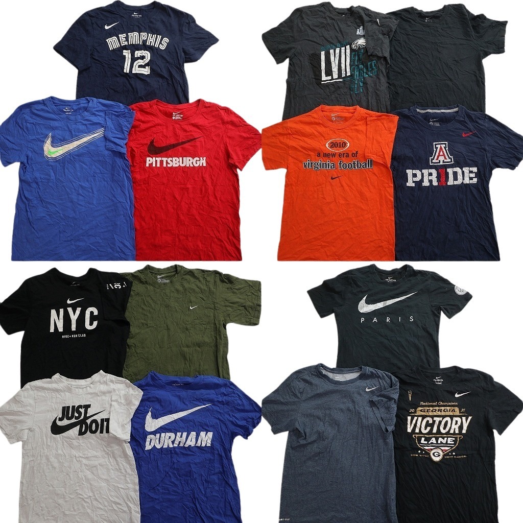 古着卸 まとめ売り NIKE ナイキ Tシャツ 14枚セット ( メンズ S ) プロチーム NFL ワンポイント カレッジ風 アーチロゴ 中古 古着 NE4102
