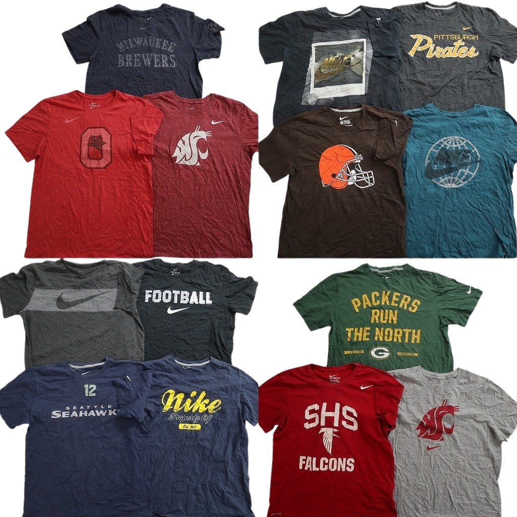 古着卸 まとめ売り NIKE ナイキ Tシャツ 14枚セット ( メンズ L ) プロチーム NFL パッカーズ ブロンコス 中古 古着 NE4106