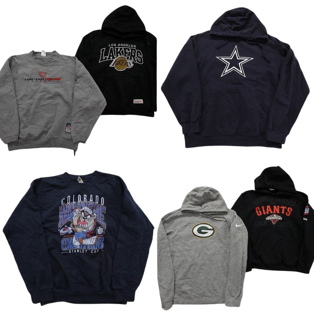 古着卸 まとめ売り プロチーム スウェット 6枚セット ( メンズ M ) リーボック NBA NFL NHL MLB パッカーズ レイカーズ 中古 古着 NE4130