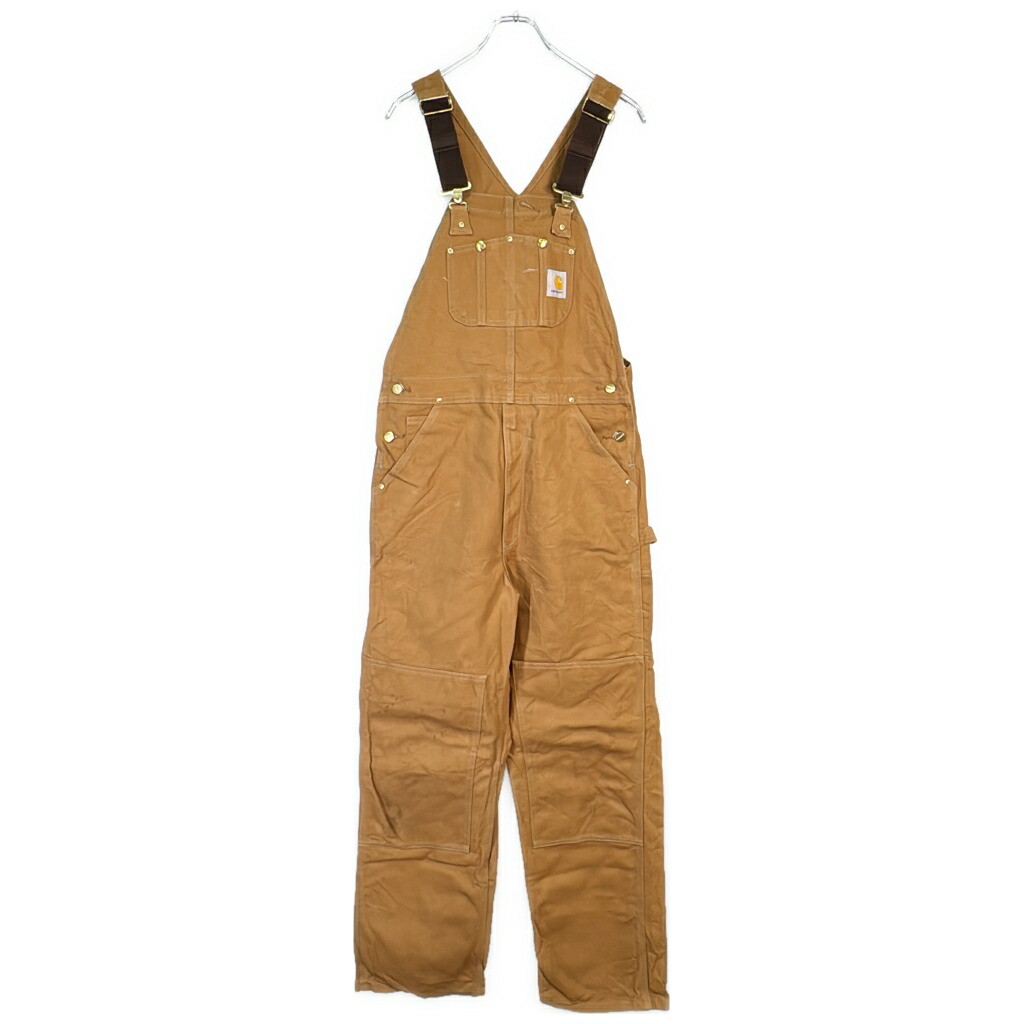 Carhartt カーハート ダック ダブルニー ビブオーバーオール ブラウン(メンズ W34 L34)中古 古着 X9366｜YAMAHISA USEDCLOTHINGSHOP