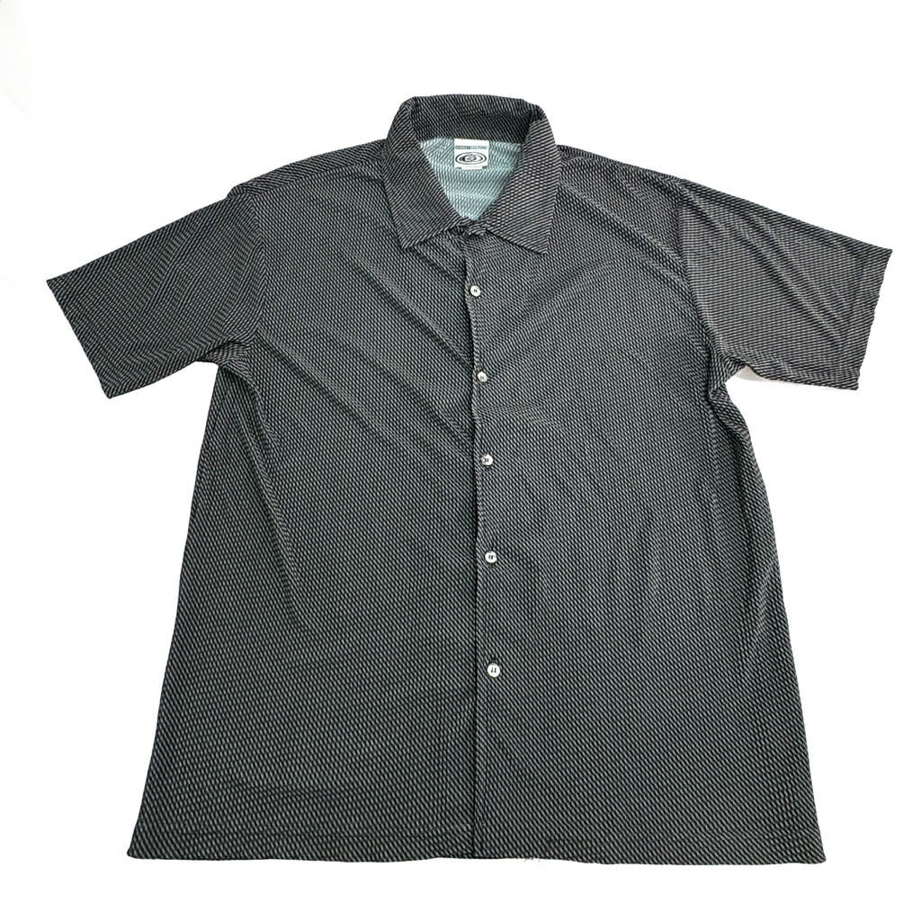 90年代 USA製 STREET CULTURE 半袖シャツ 総柄 ブラック(メンズ LARGE)中古 古着 X9465