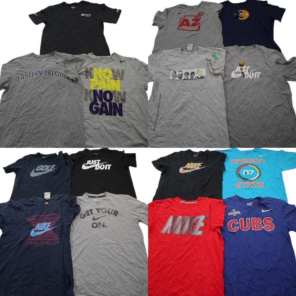 古着卸 まとめ売り NIKE ナイキ Tシャツ 15枚セット ( メンズ L ) カレッジ風 アーチロゴ プロチーム MLB 人物 カブス 中古 古着 NE4268