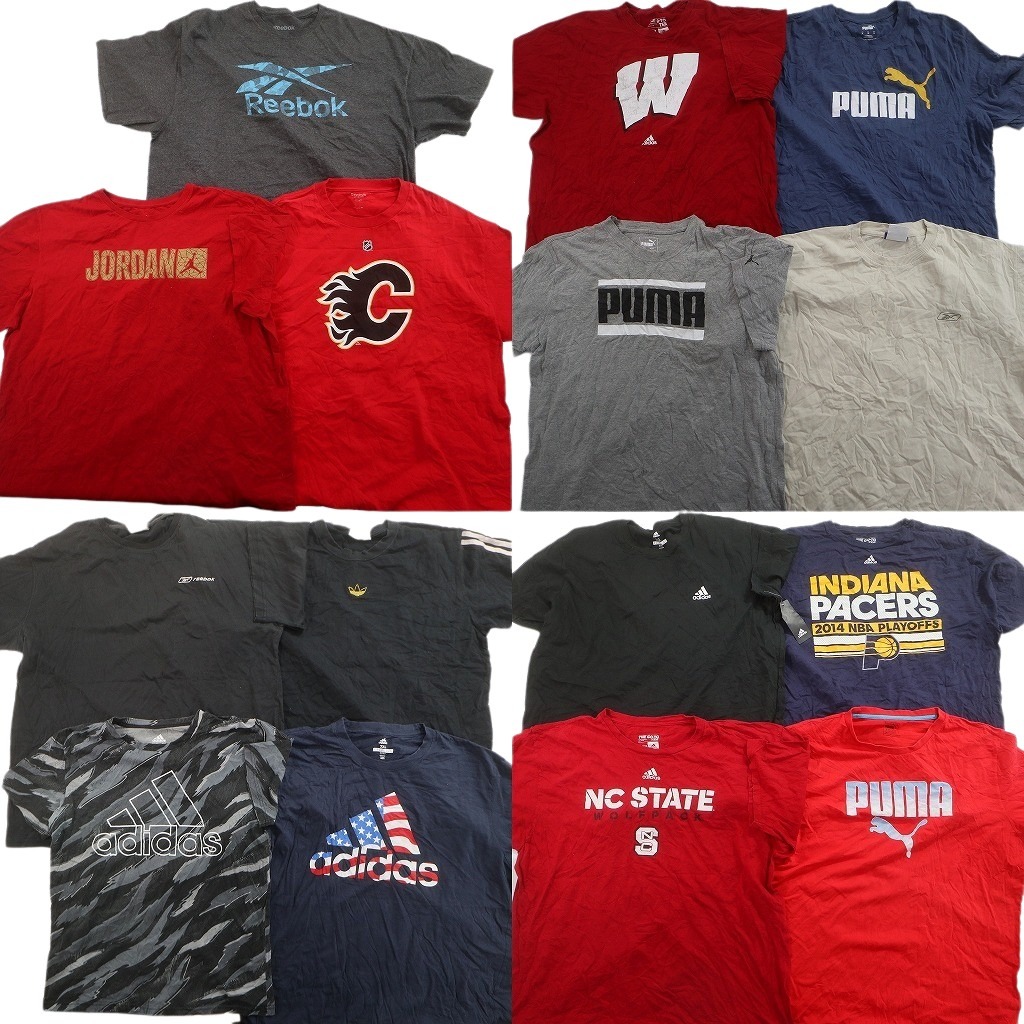 古着卸 まとめ売り スポーツブランドMIX Tシャツ 15枚セット ( メンズ XL/2XL/3XL ) リーボック アディダス ジョーダン 中古 古着 NE4282