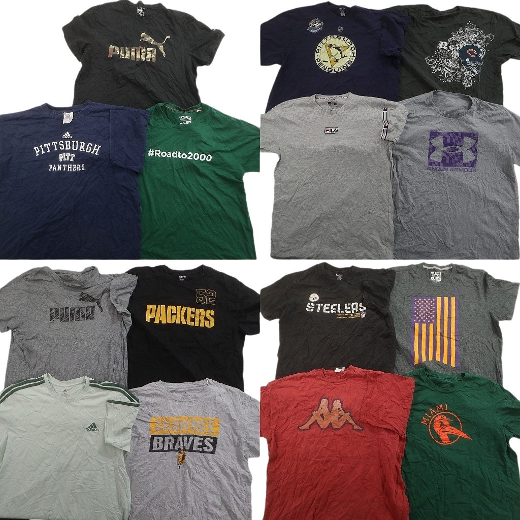 古着卸 まとめ売り スポーツブランドMIX Ｔシャツ 15枚セット ( メンズ XL ) プーマ アディダス リーボック フィラ 中古 古着 NE4283