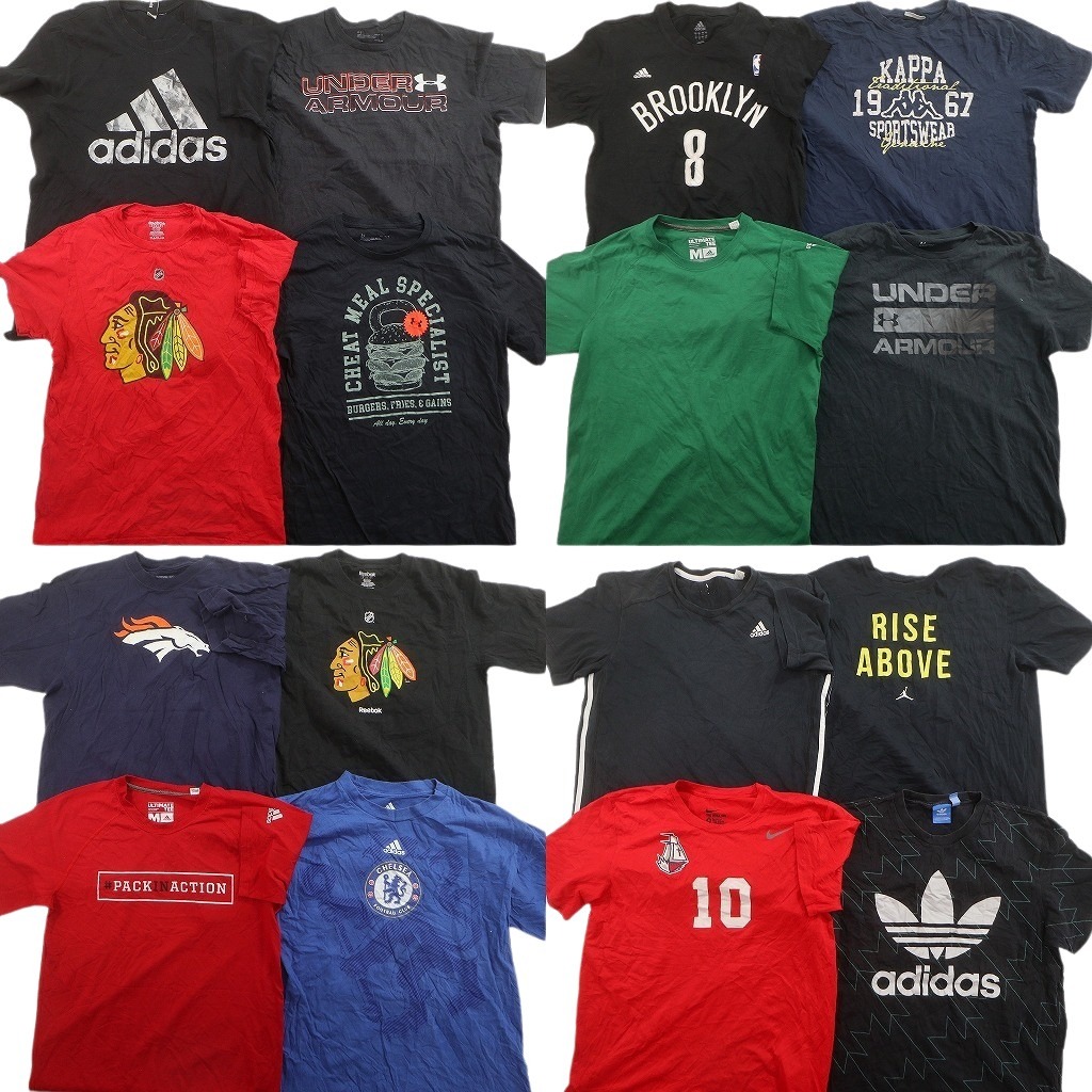 古着卸 まとめ売り スポーツブランドMIX Ｔシャツ 16枚セット ( メンズ M ) リーボック アディダス ナイキ アンダーアーマー 中古 NE4289