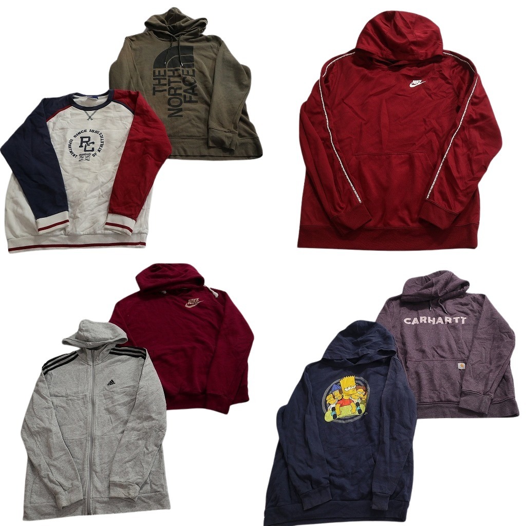 古着卸 ブランドMIX スウェット 7枚セット ( レディース・キッズ・ユース XL/2XL ) ノースフェイス ナイキ カーハート 中古 古着 NE4352