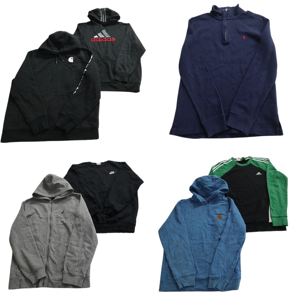 古着卸 ブランドMIX スウェット 7枚セット ( レディース・キッズ・ユース L/XL ) アディダス ナイキ ラルフローレン 中古 古着 NE4354