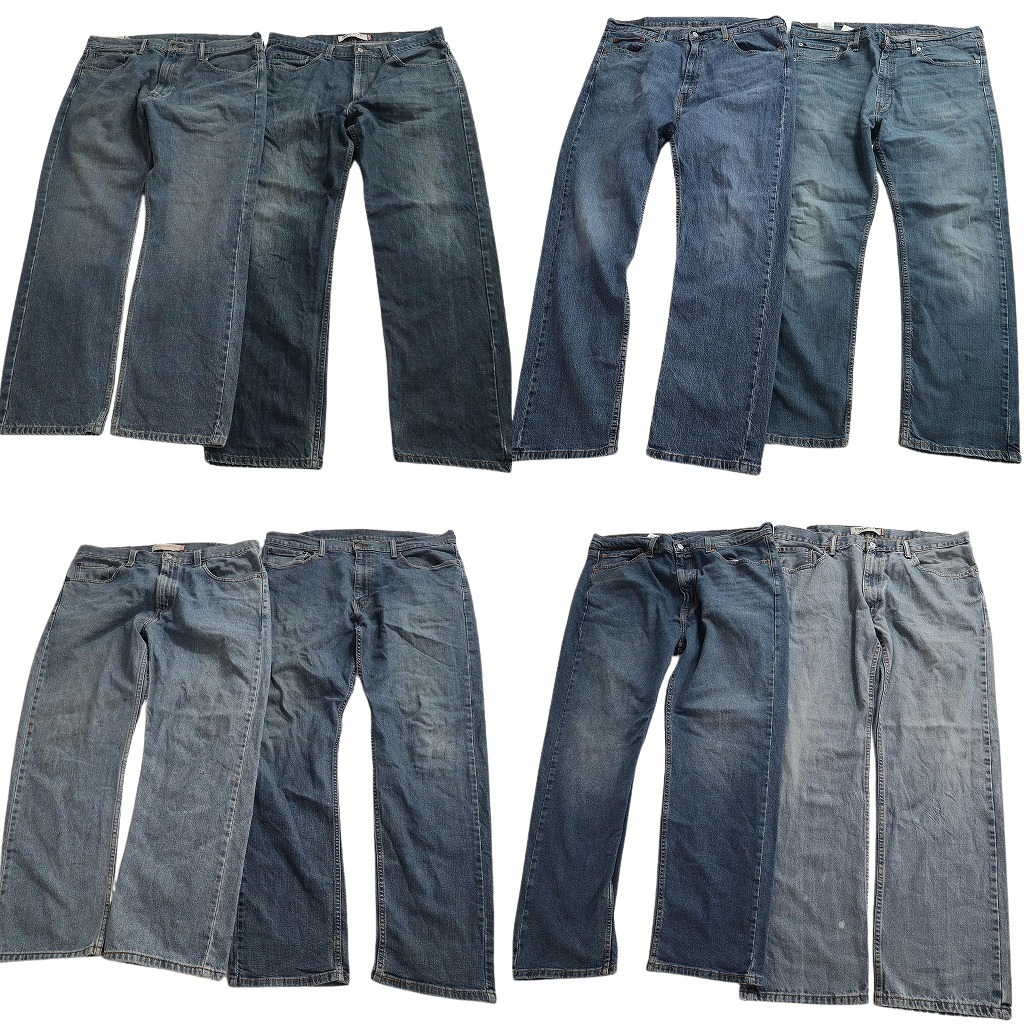 古着卸 まとめ売り リーバイス 505 デニムパンツ 8枚セット ( メンズ 38 ) ヒゲ アメカジ インディゴブルー 中古 古着 NE4451