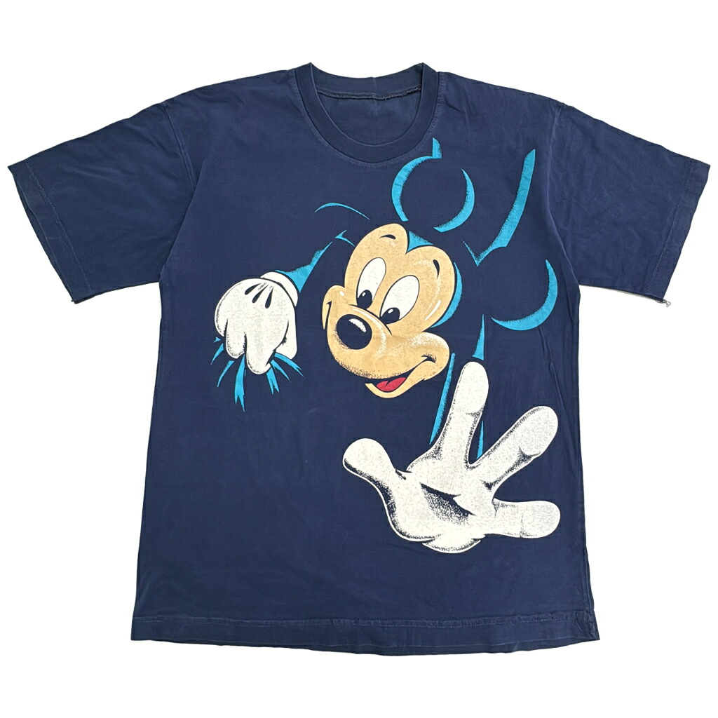 Disney ディズニー ミッキーマウス 騙し絵Ｔシャツ キャラクター ネイビー(メンズ L相当)中古 古着 Y1588｜YAMAHISA USEDCLOTHINGSHOP
