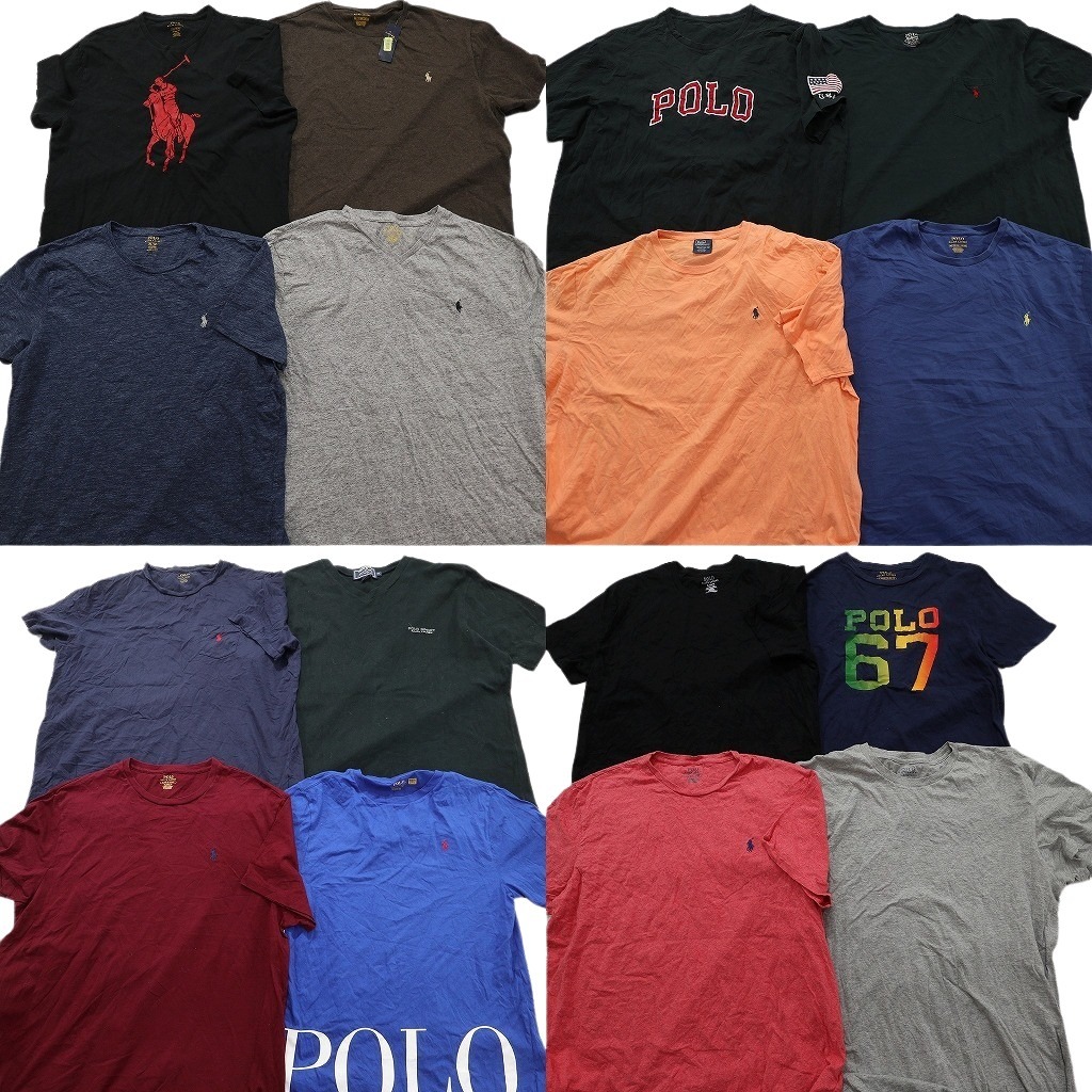 古着卸 まとめ売り ラルフローレン Tシャツ 16枚セット ( メンズ M/L ) ビッグポニー デッドストック ナンバリング 中古 古着 NE8483｜YAMAHISA USEDCLOTHINGSHOP