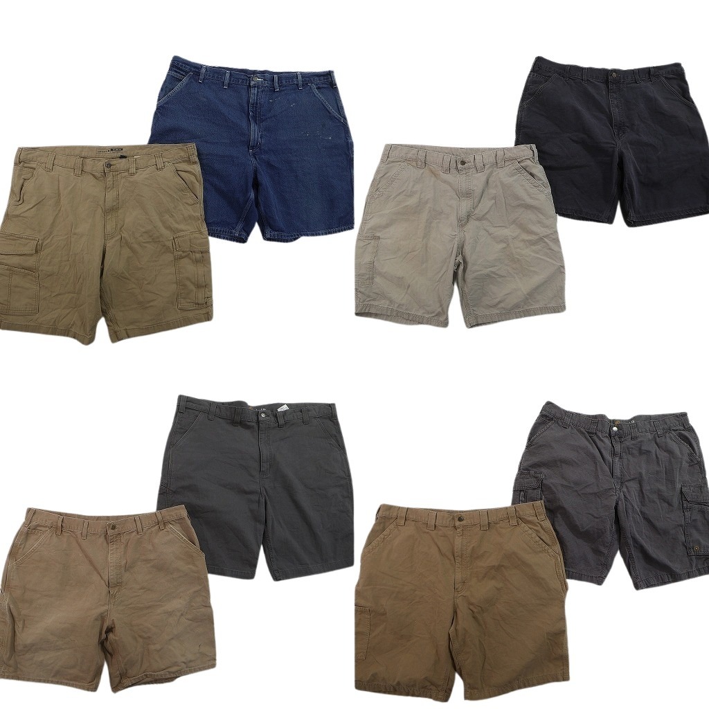 古着卸 まとめ売り カーハート ショートパンツ 8枚セット ( メンズ 44/46 ) インディゴブルー カーゴ ブラック 中古 古着 NF0649｜YAMAHISA USEDCLOTHINGSHOP