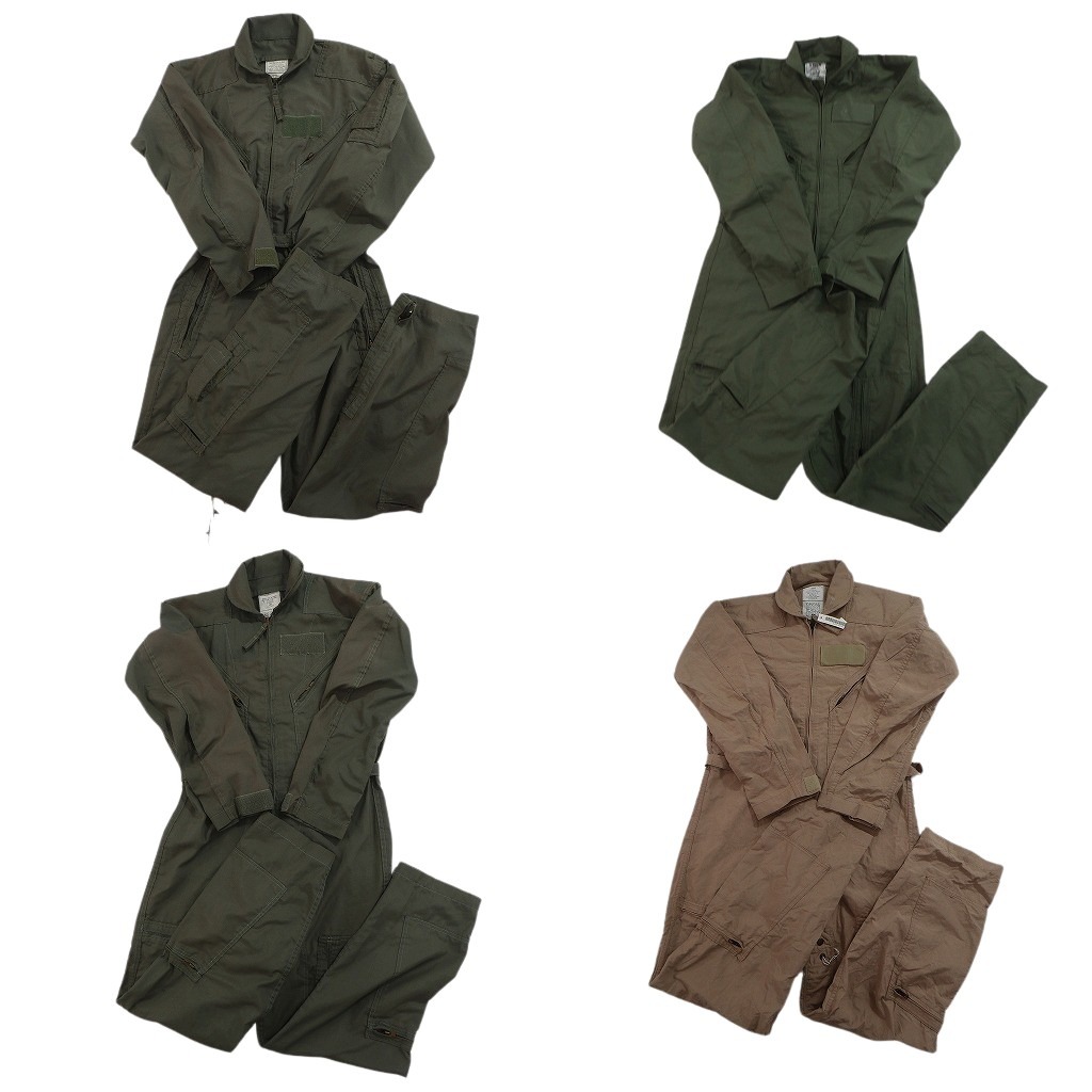 古着卸 まとめ売り 米軍実物・民間MIX ミリタリー オールインワン つなぎ 4枚セット ( メンズ 38 ) オリーブ ベージュ 中古 古着 NF0733｜YAMAHISA USEDCLOTHINGSHOP