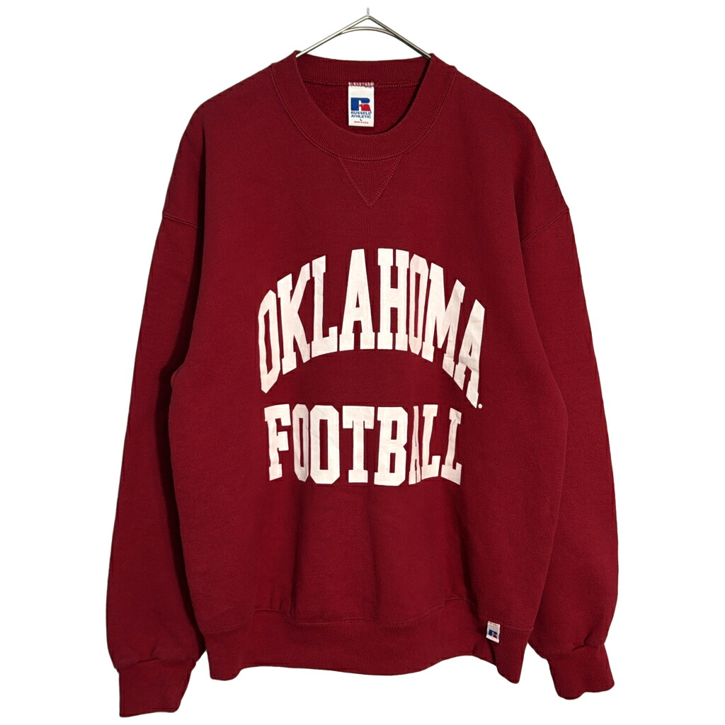 90年代 USA製 RUSSELL ATHLETIC ラッセル カレッジスウェット レッド(メンズ L)中古 古着 Y4444｜YAMAHISA USEDCLOTHINGSHOP